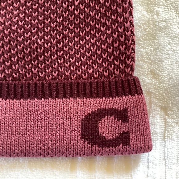 Coach Wool Blend Knit Hat Beanie Dark Pink OZ - Picture 5 of 11